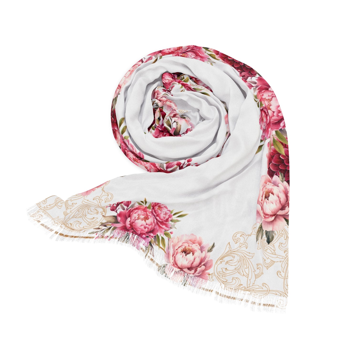 Pink&Red Rose Scarf(White)