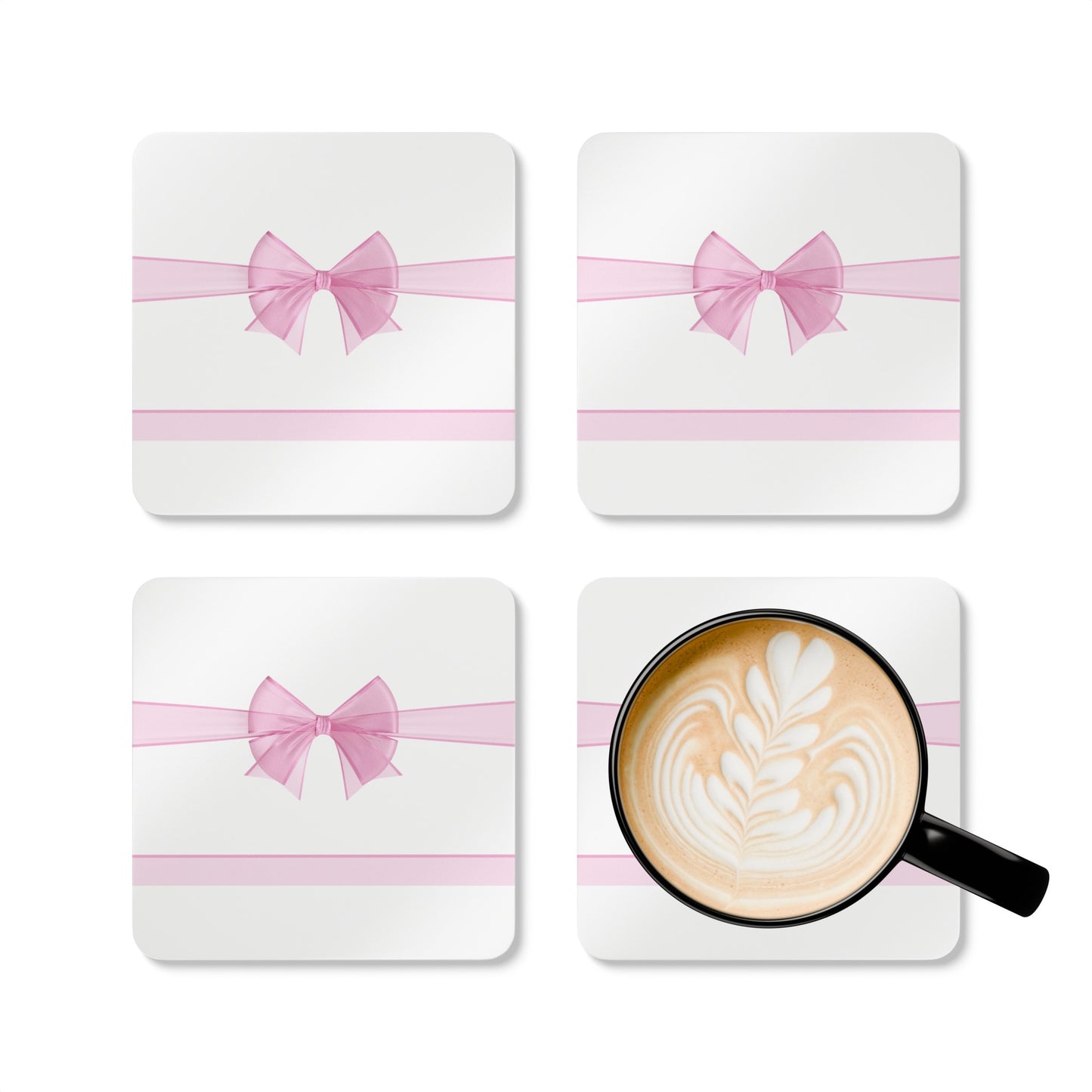 Pink Bow Coaster Set