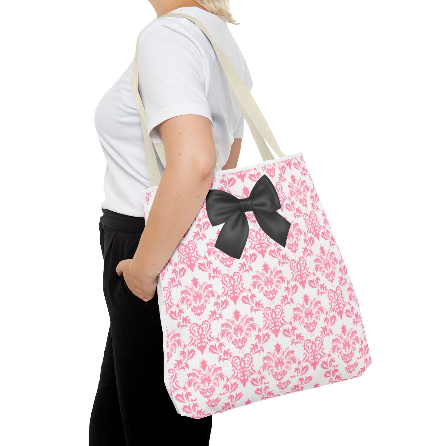 Pink & Black Damask Tote