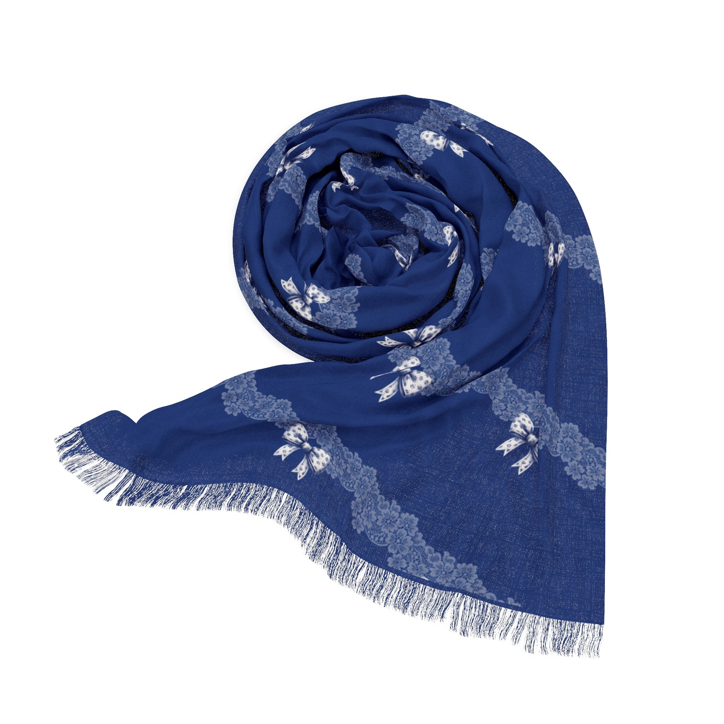 Blue Lace&Bow Scarf