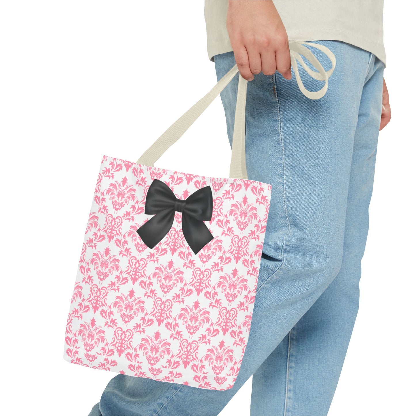 Pink & Black Damask Tote