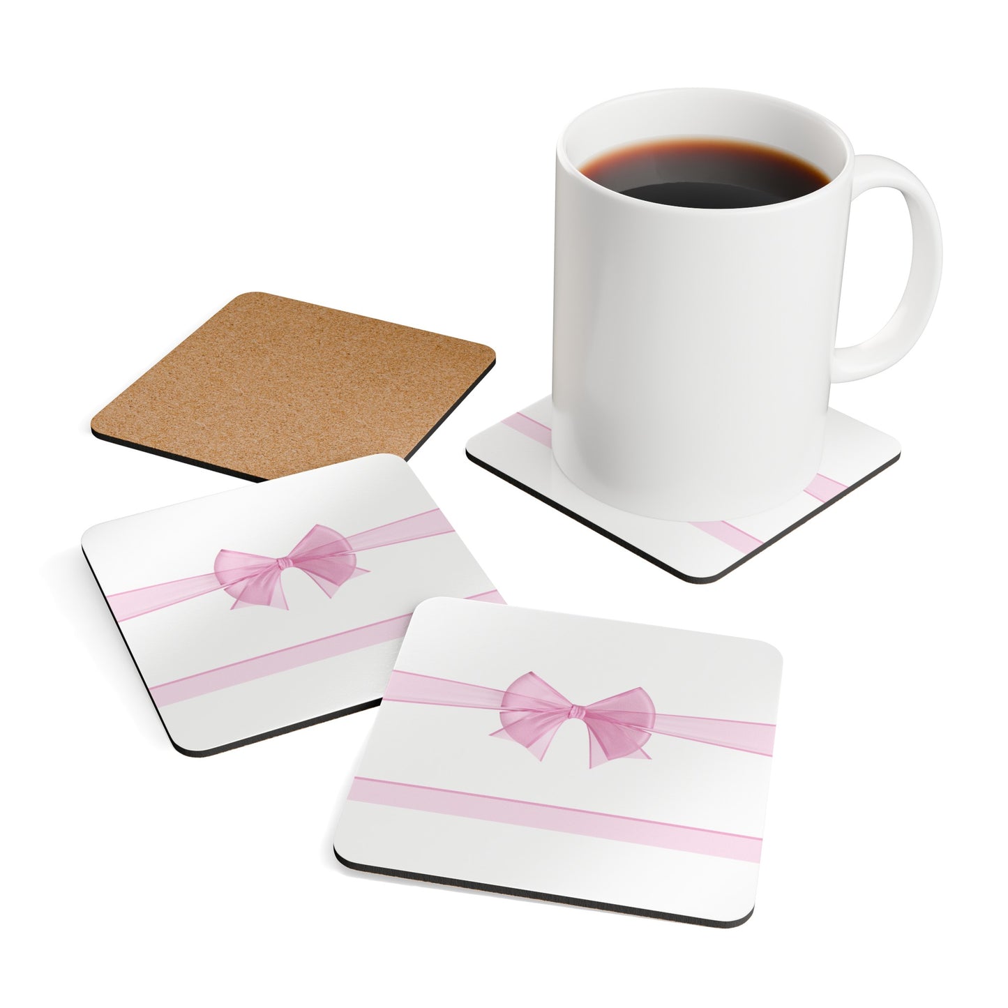 Pink Bow Coaster Set