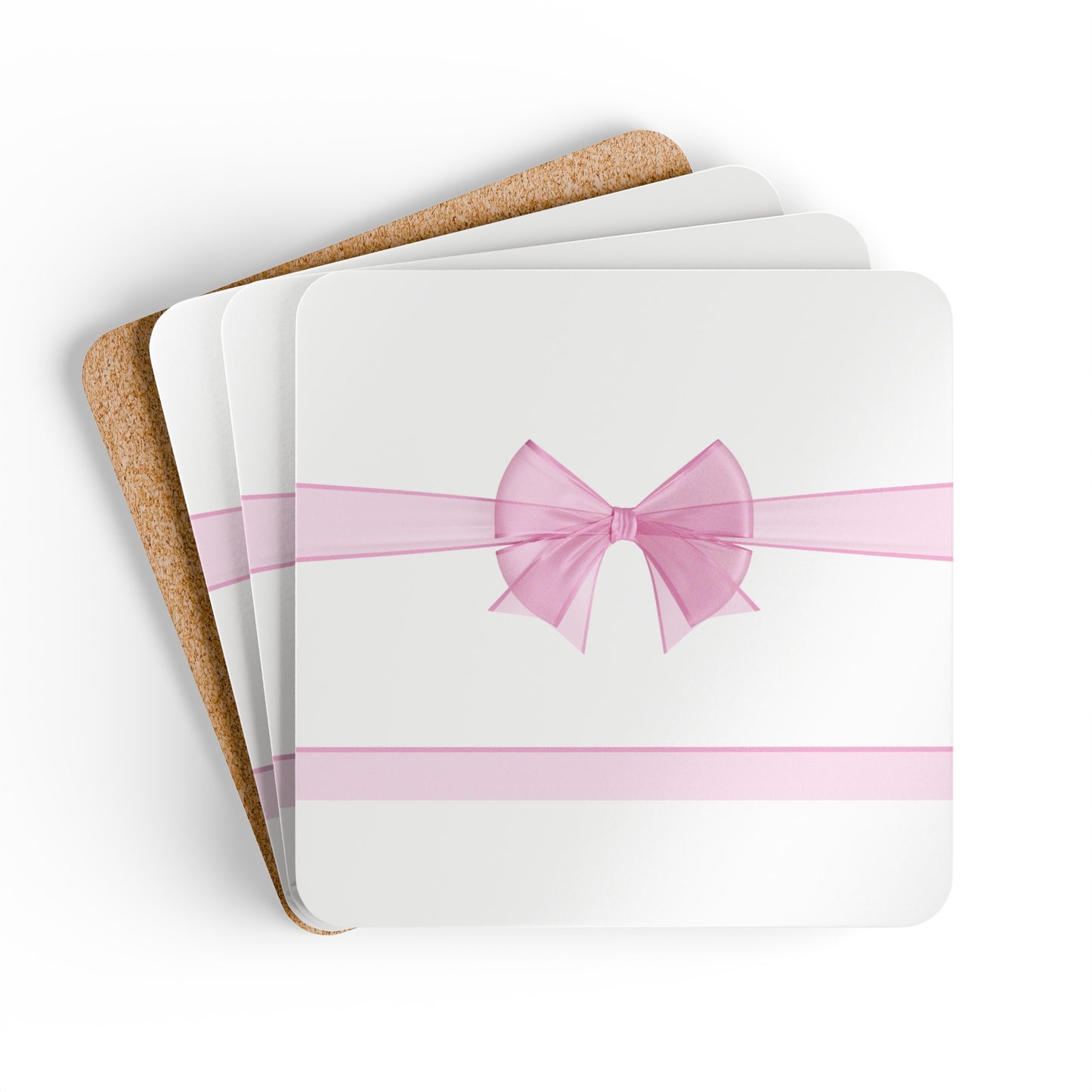 Pink Bow Coaster Set