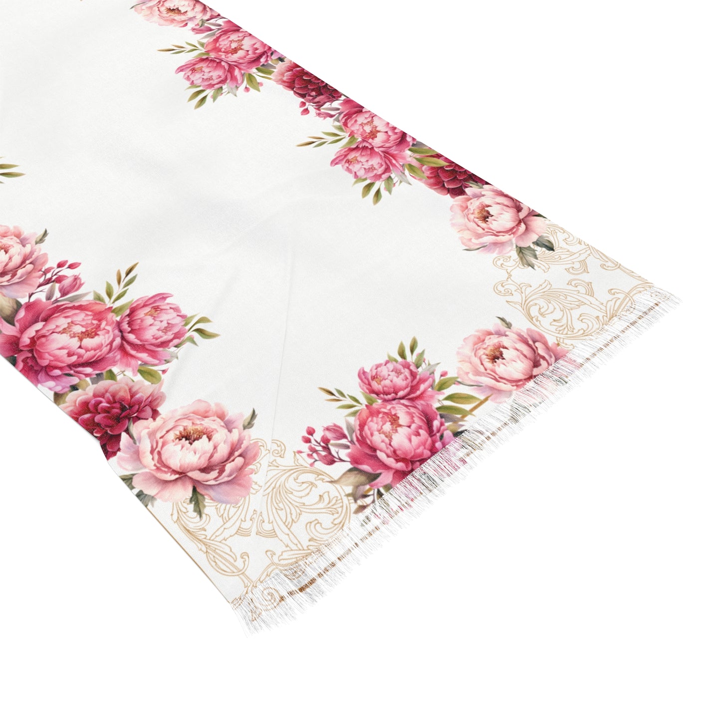 Pink&Red Rose Scarf(White)