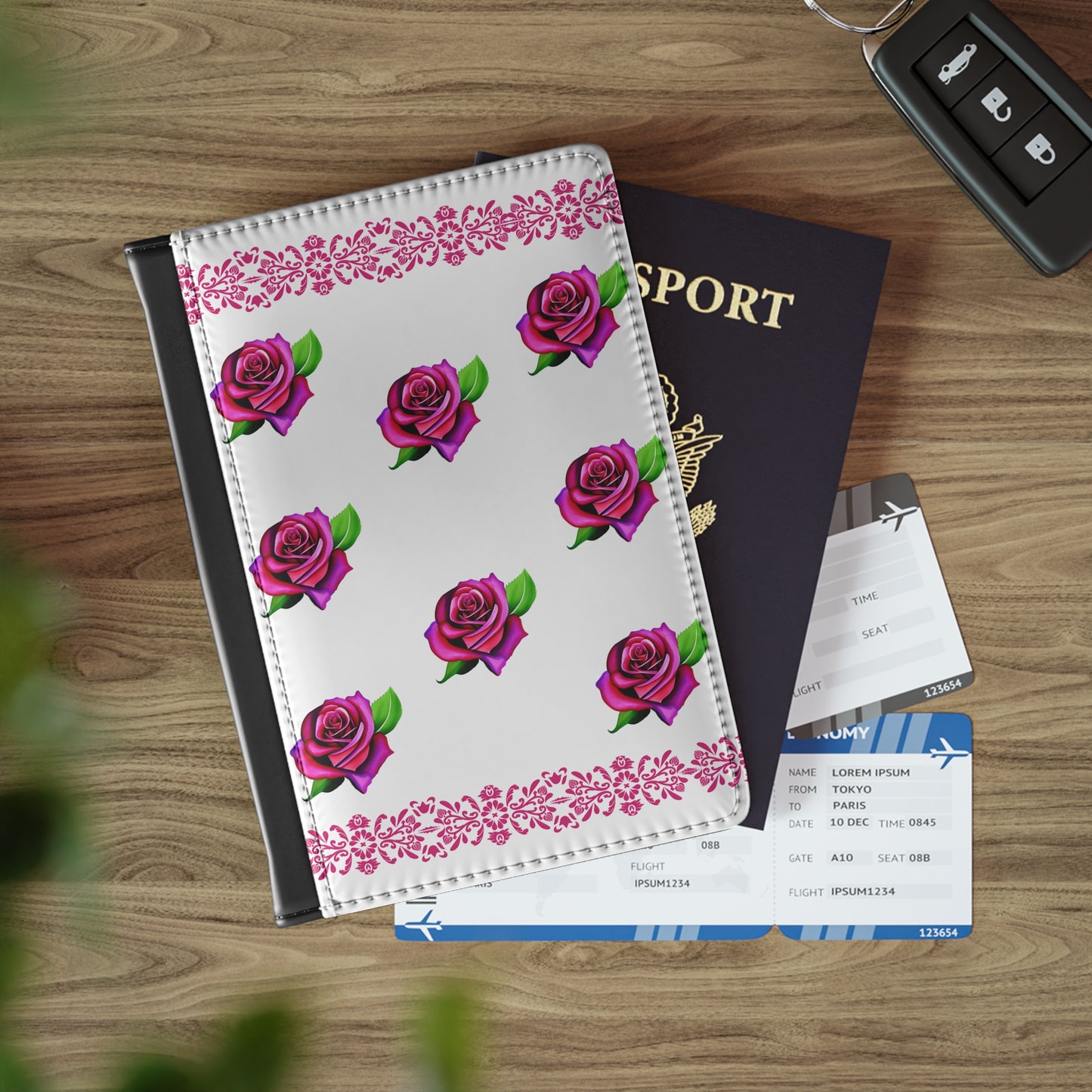 Magenta Rose Passport Holder