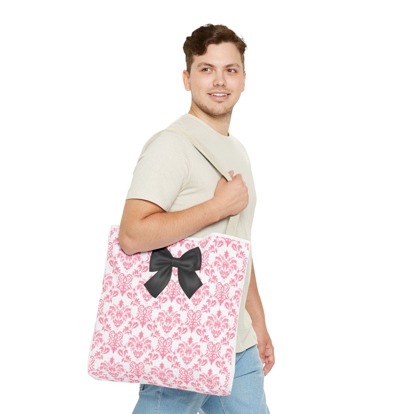 Pink & Black Damask Tote