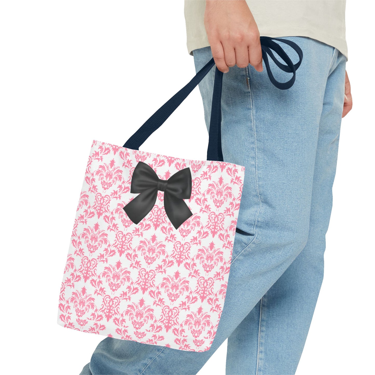 Pink & Black Damask Tote