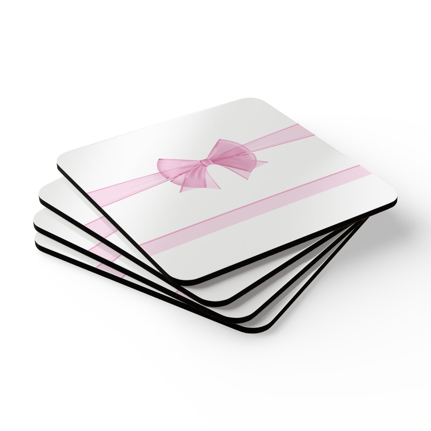 Pink Bow Coaster Set