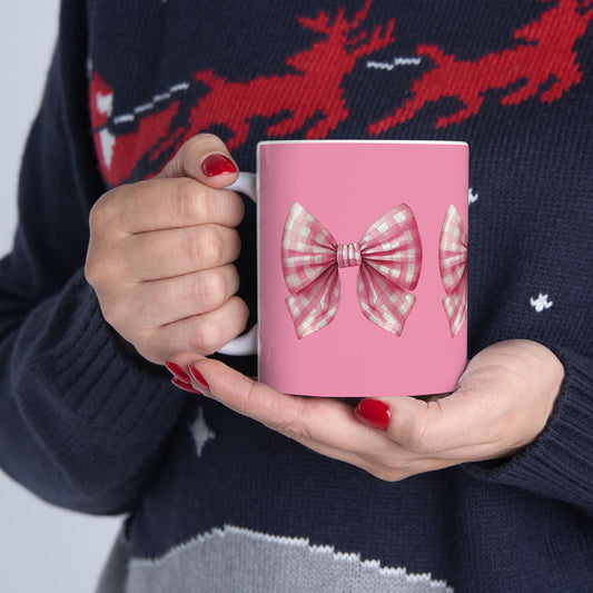 Pink Plaid Bow Mug