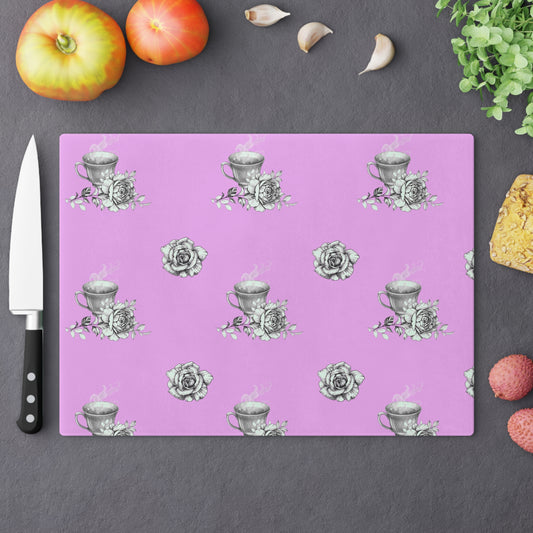 Purple Bird Teacup Cutting Board