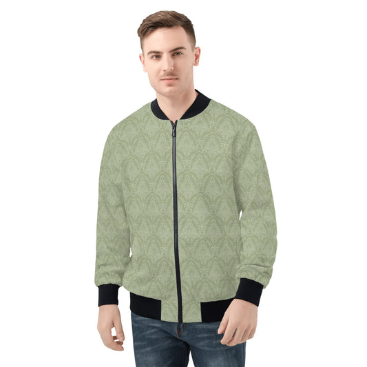 Mens Bomber Jacket-Pistachio Damask