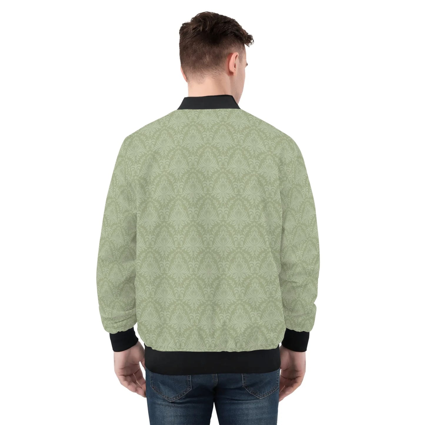 Mens Bomber Jacket-Pistachio Damask