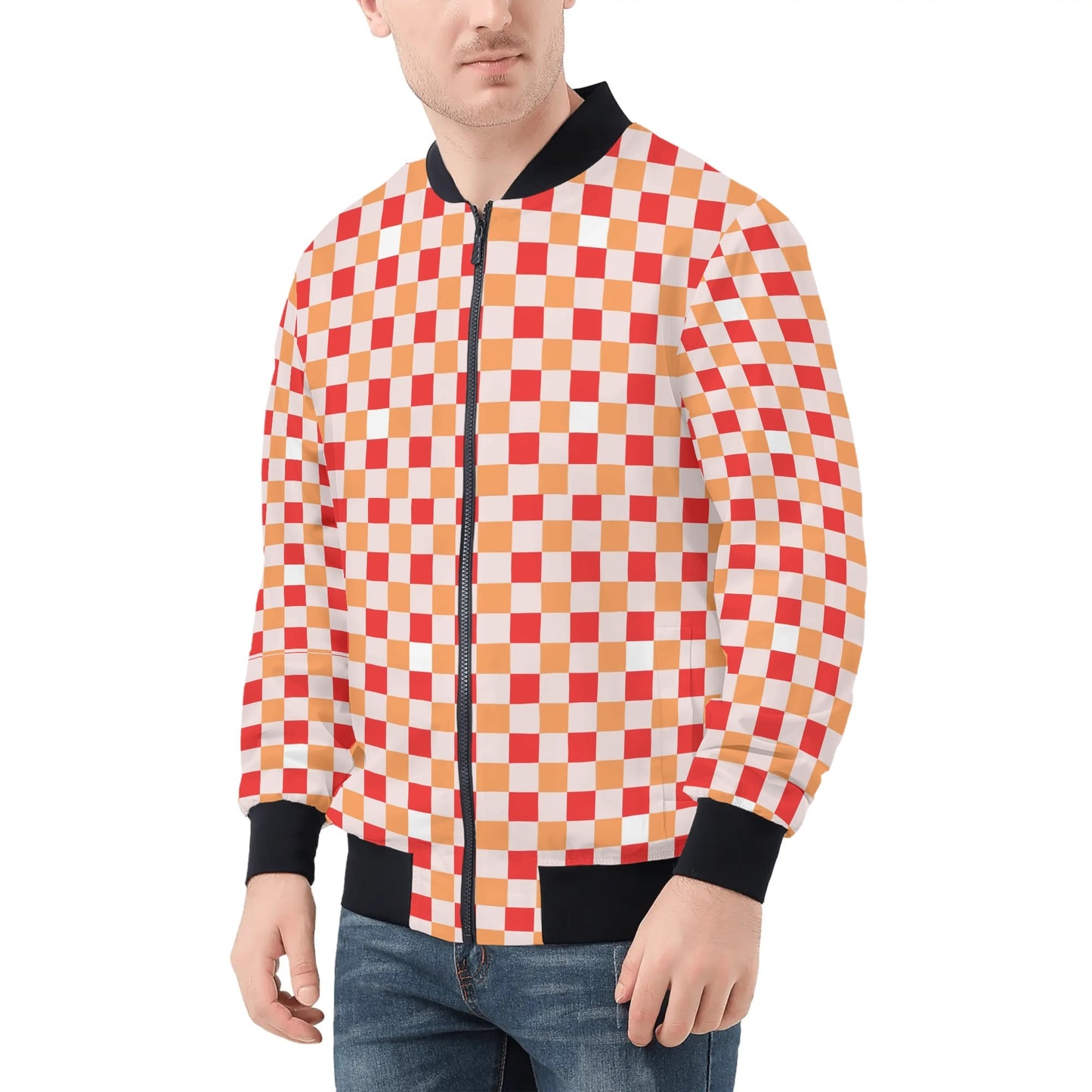 Mens Bomber Jacket-Orange