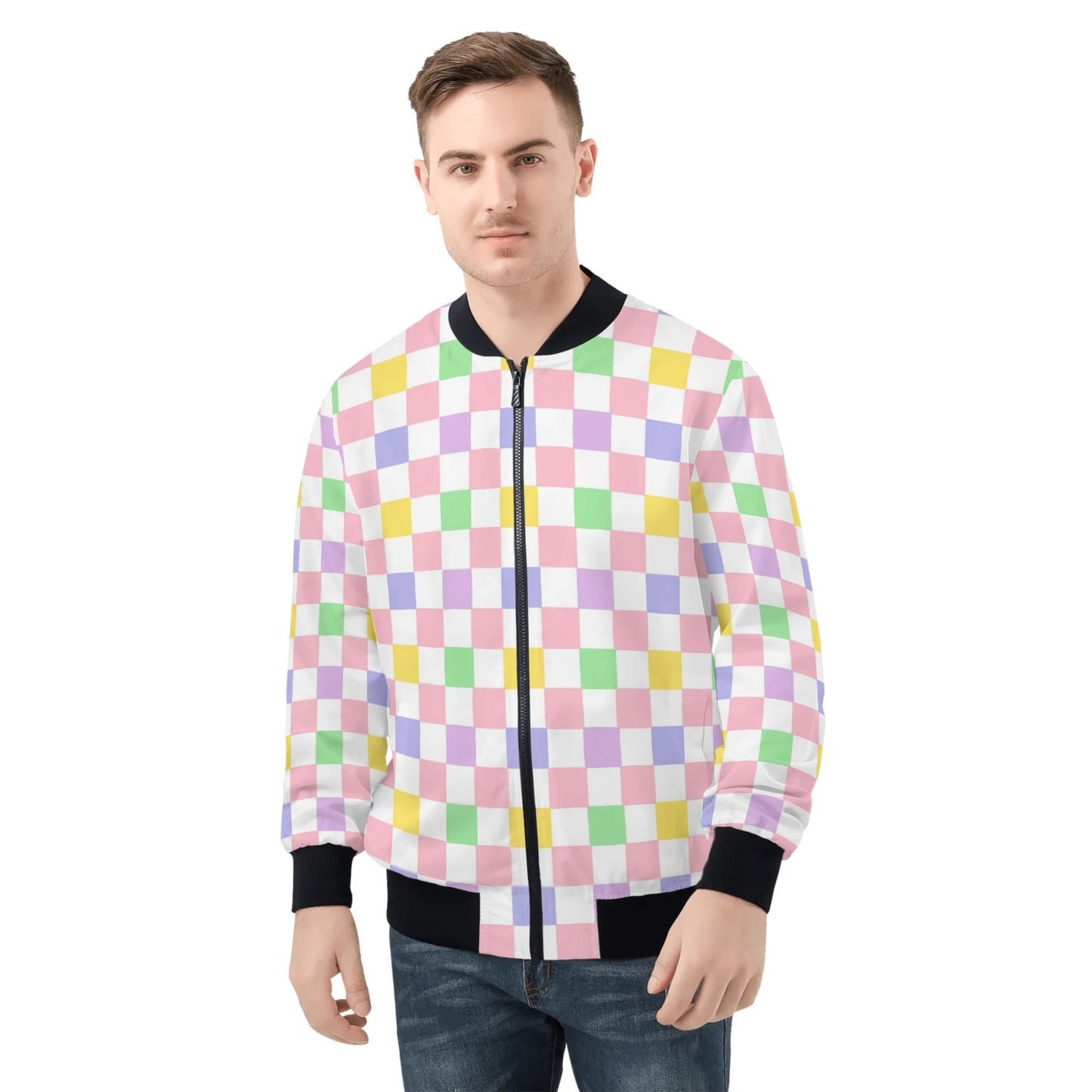 Mens Bomber Jacket-Color Checkers