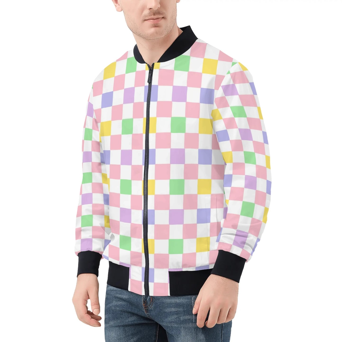 Mens Bomber Jacket-Color Checkers