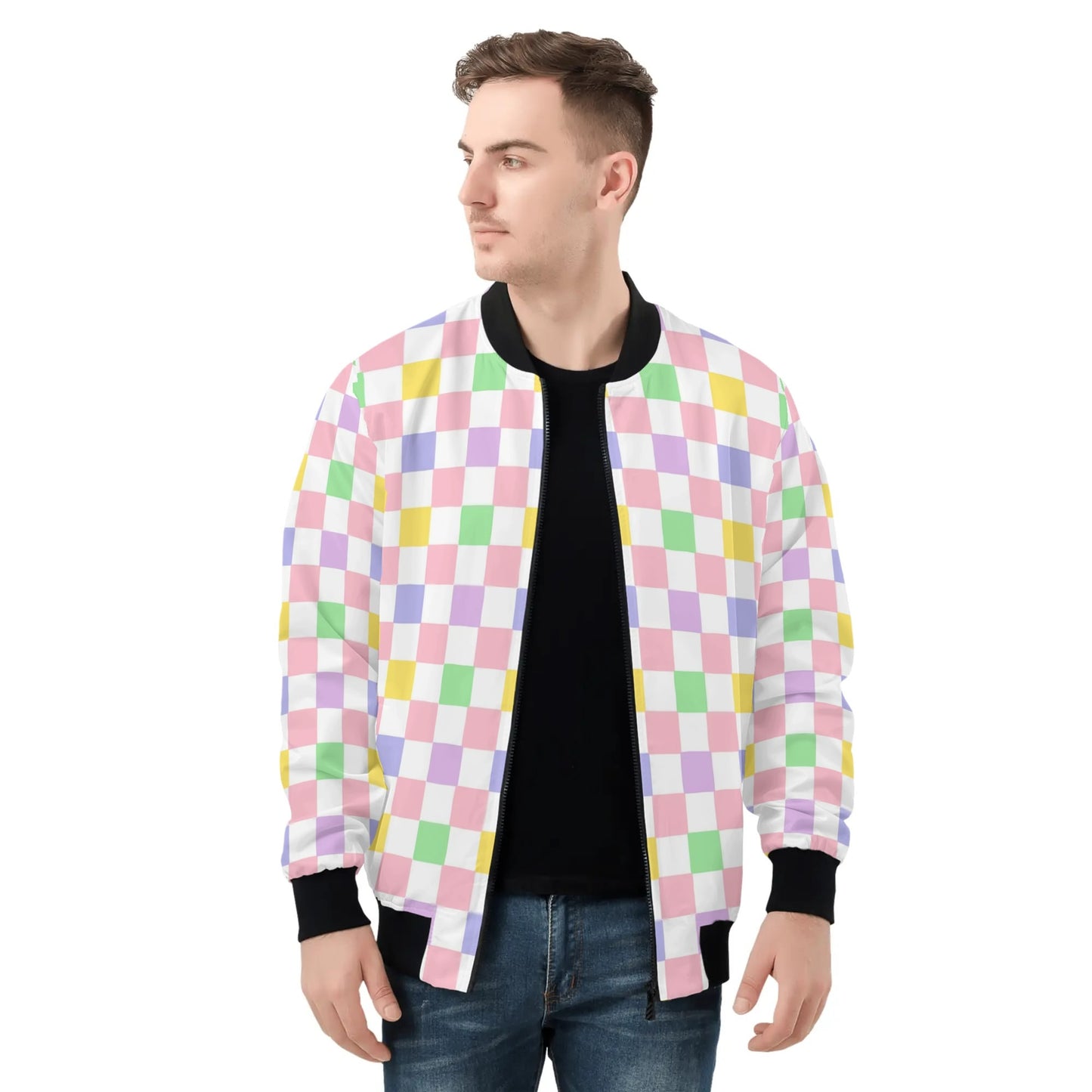 Mens Bomber Jacket-Color Checkers