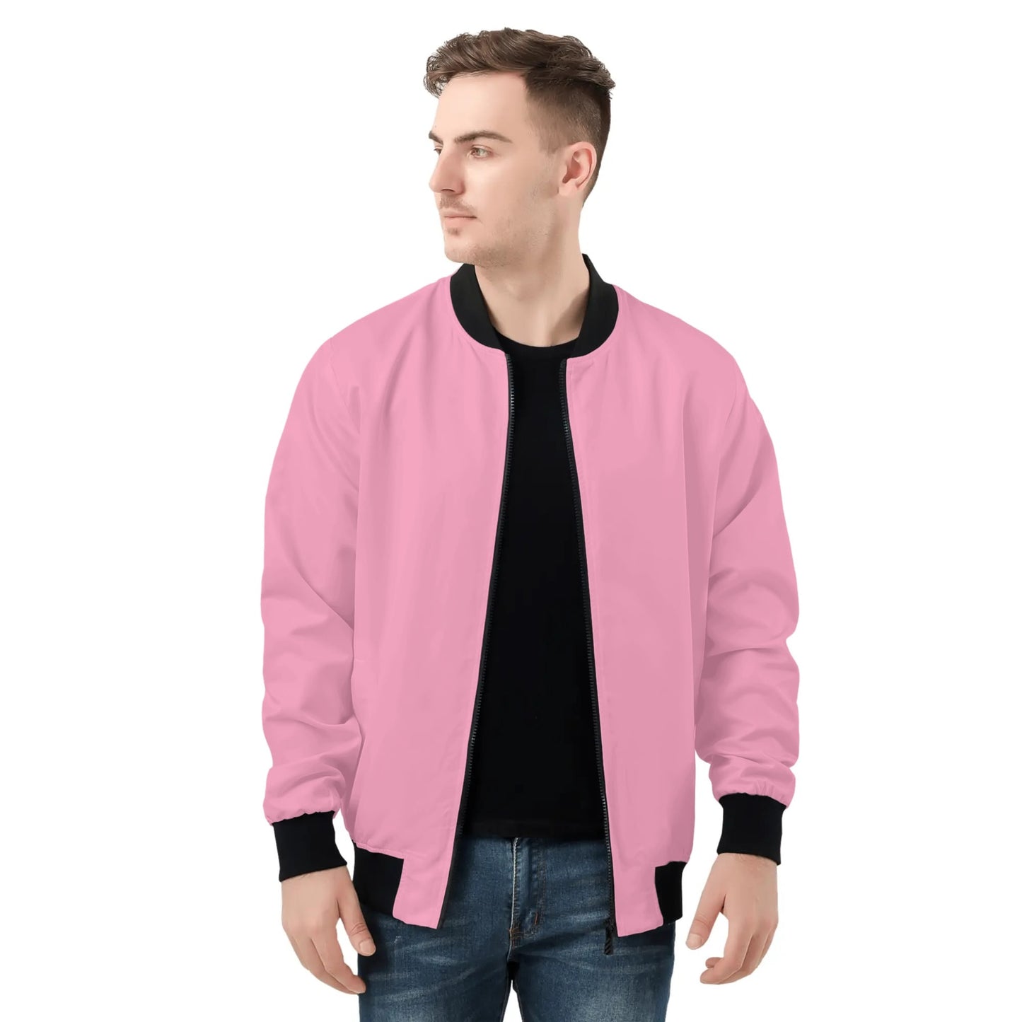 Mens  Bomber Jacket-Pink