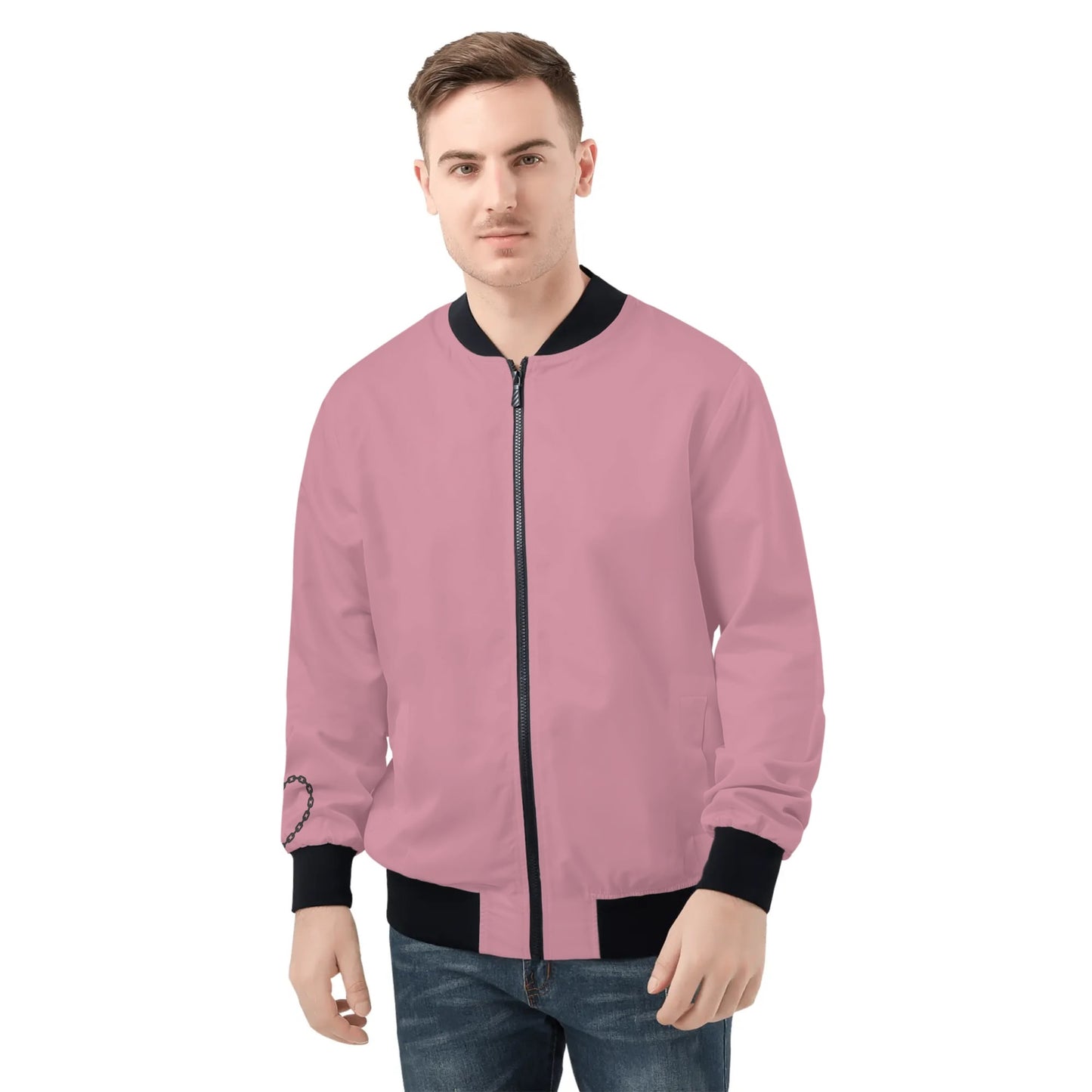 Mens Bomber Jacket-Pink