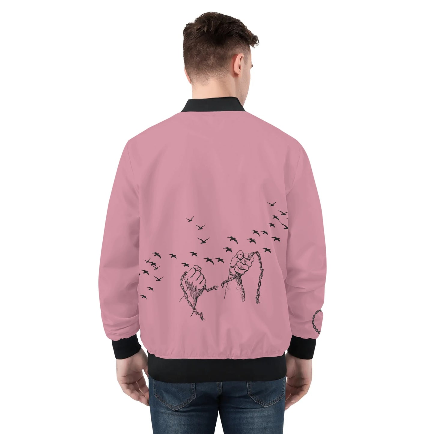 Mens Bomber Jacket-Pink