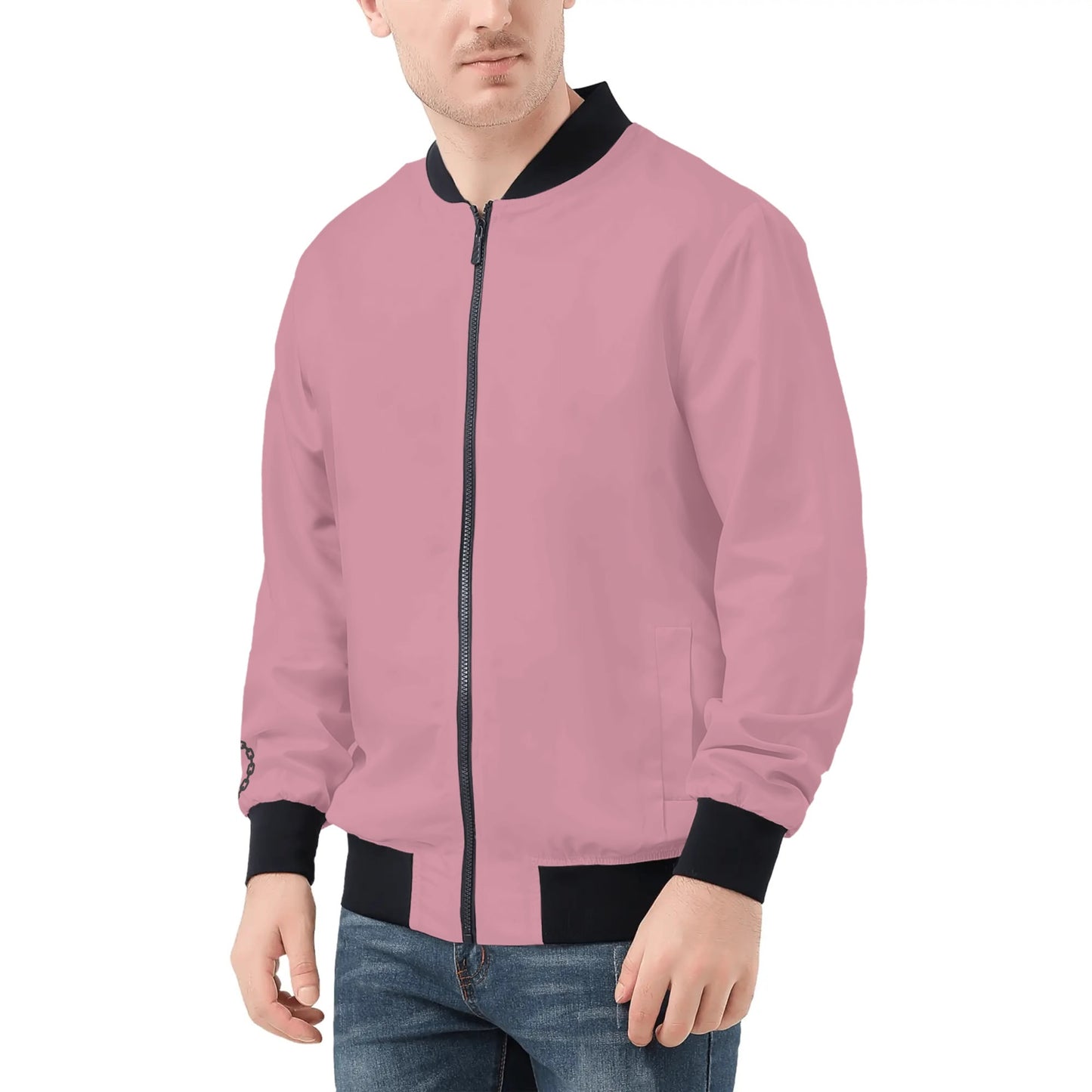 Mens Bomber Jacket-Pink