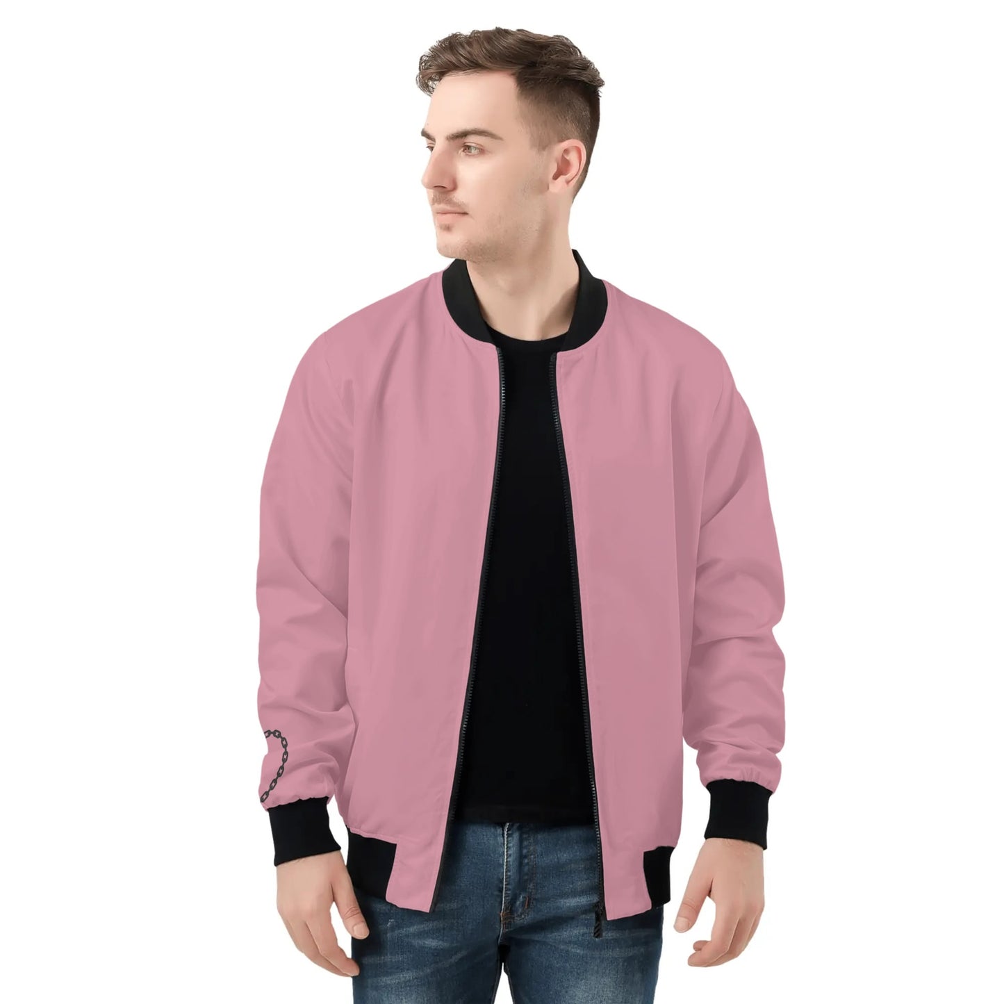 Mens Bomber Jacket-Pink