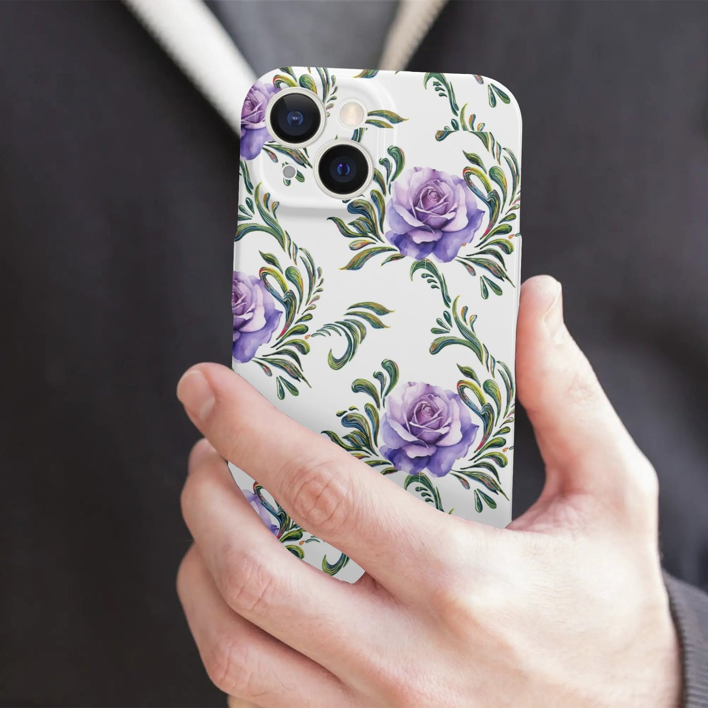 iPhone 15 Phone Case-Purple Rose