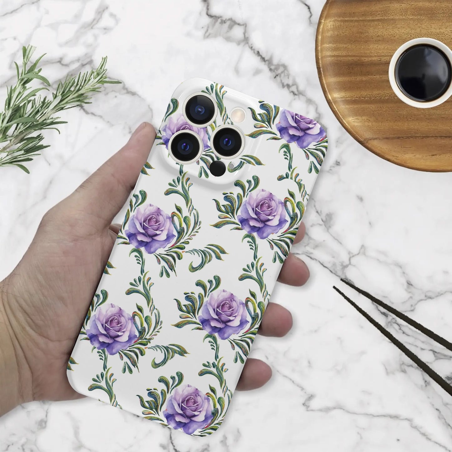 iPhone 15 Pro Max Phone Case-Purple Roses