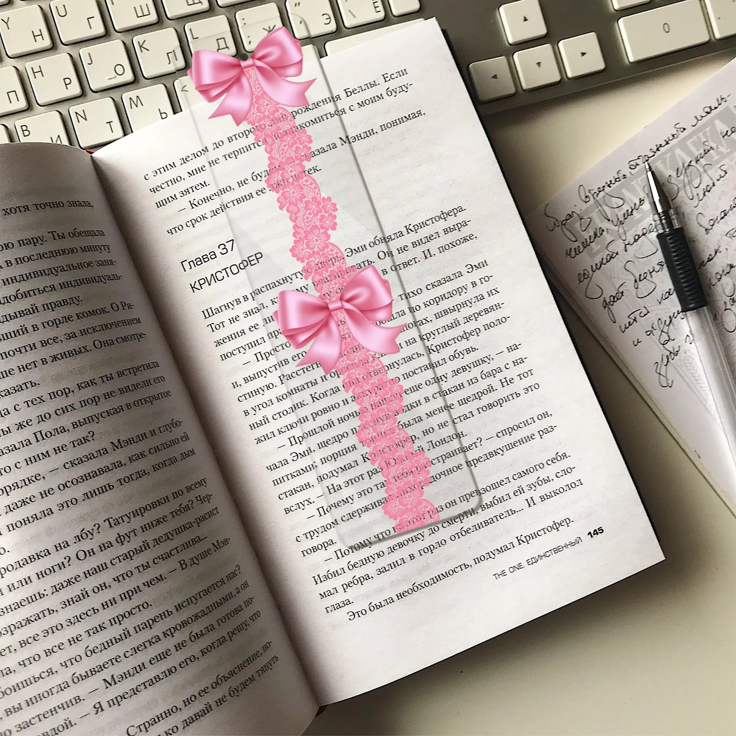 Pink Bow Bookmark