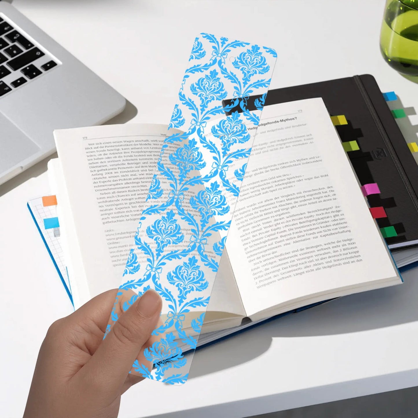 Blue Damask Bookmark