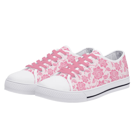 Pink Flower Lace Canvas Shoes