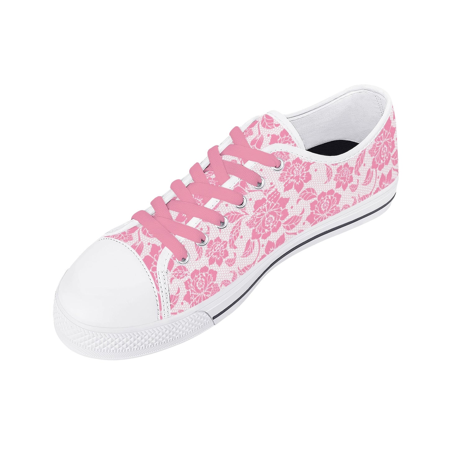 Pink Flower Lace Canvas Shoes