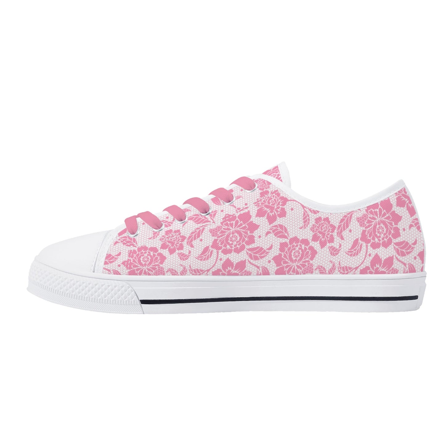 Pink Flower Lace Canvas Shoes