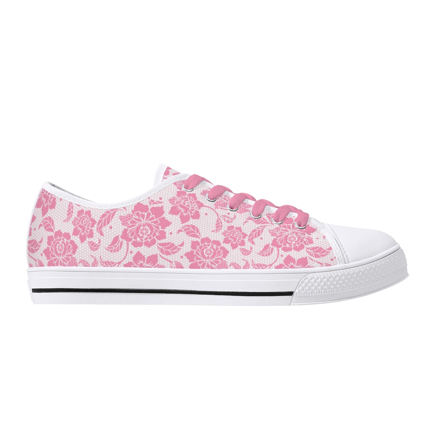 Pink Flower Lace Canvas Shoes