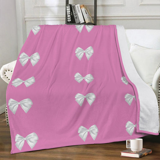 Pink and White Fleece Blanket