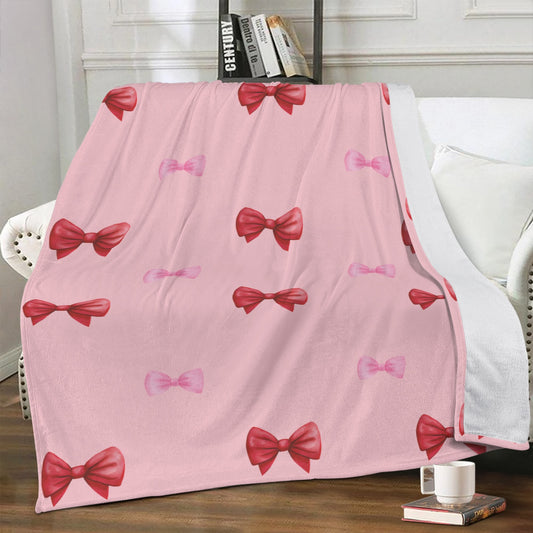 Pink and Red Bow Fleece Blanket