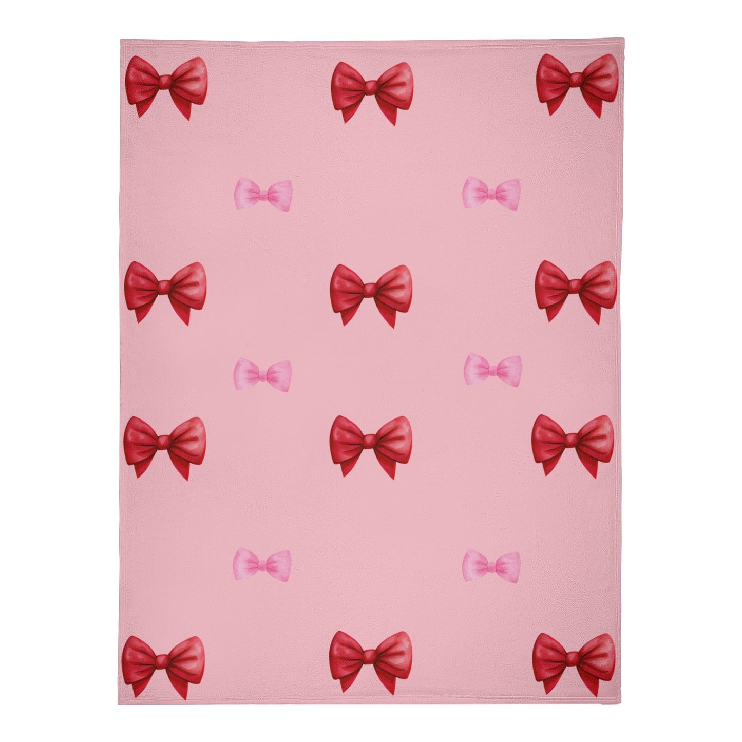 Pink and Red Bow Fleece Blanket