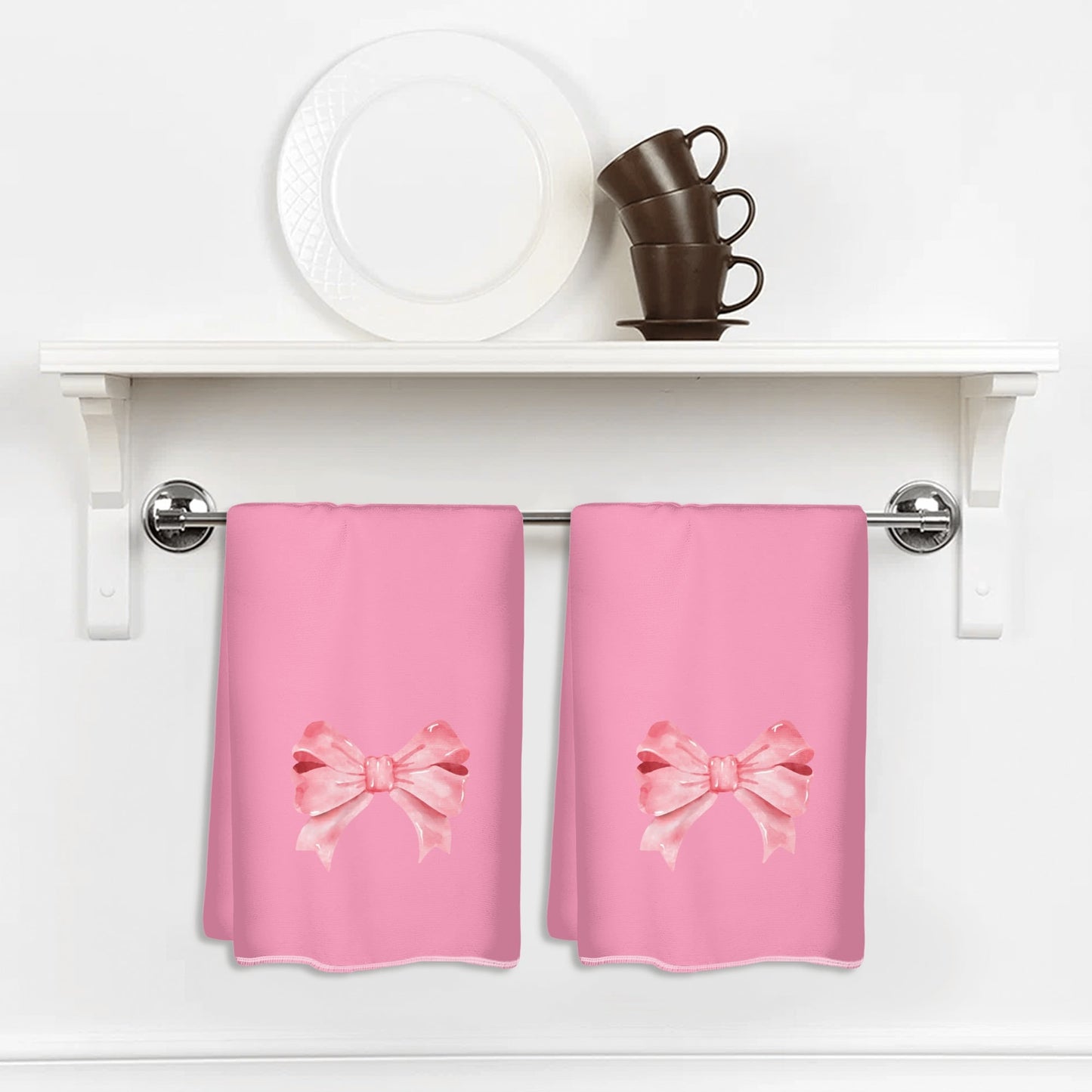 Pink Bow Hand Towel Set