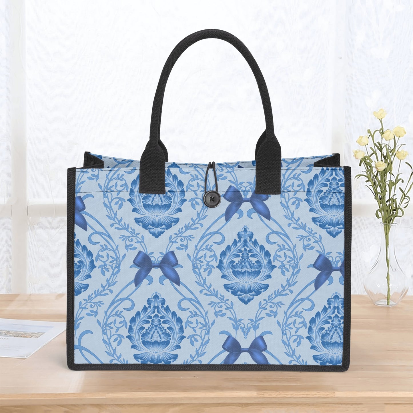 Damask Bows Canvas Tote Bag