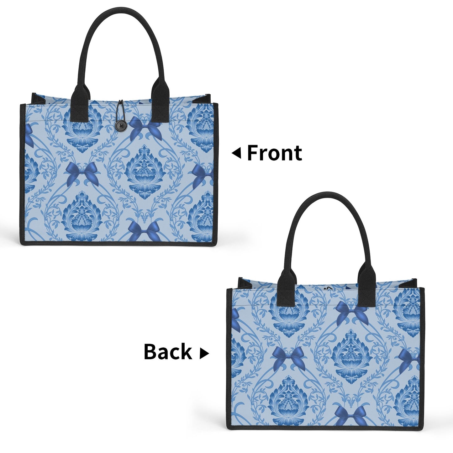 Damask Bows Canvas Tote Bag