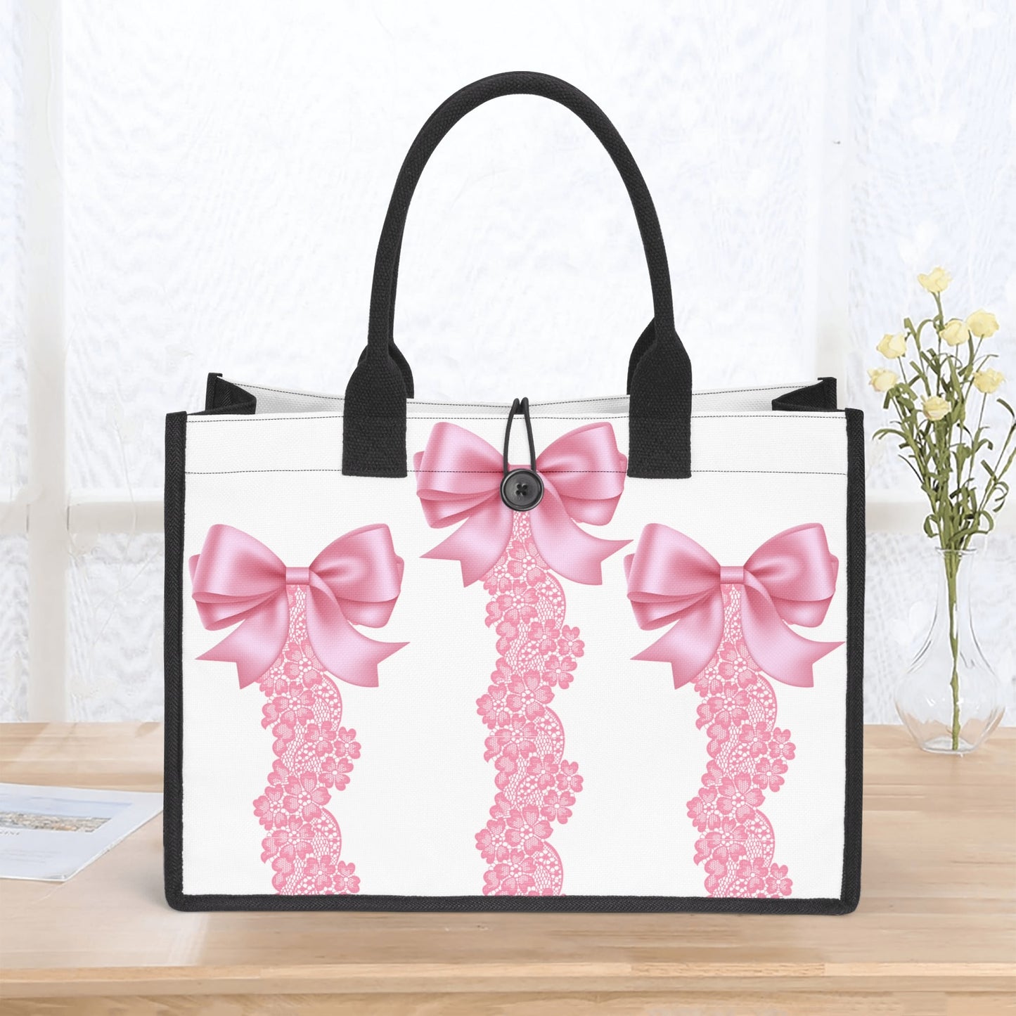 Bow n Lace Canvas Tote Bag