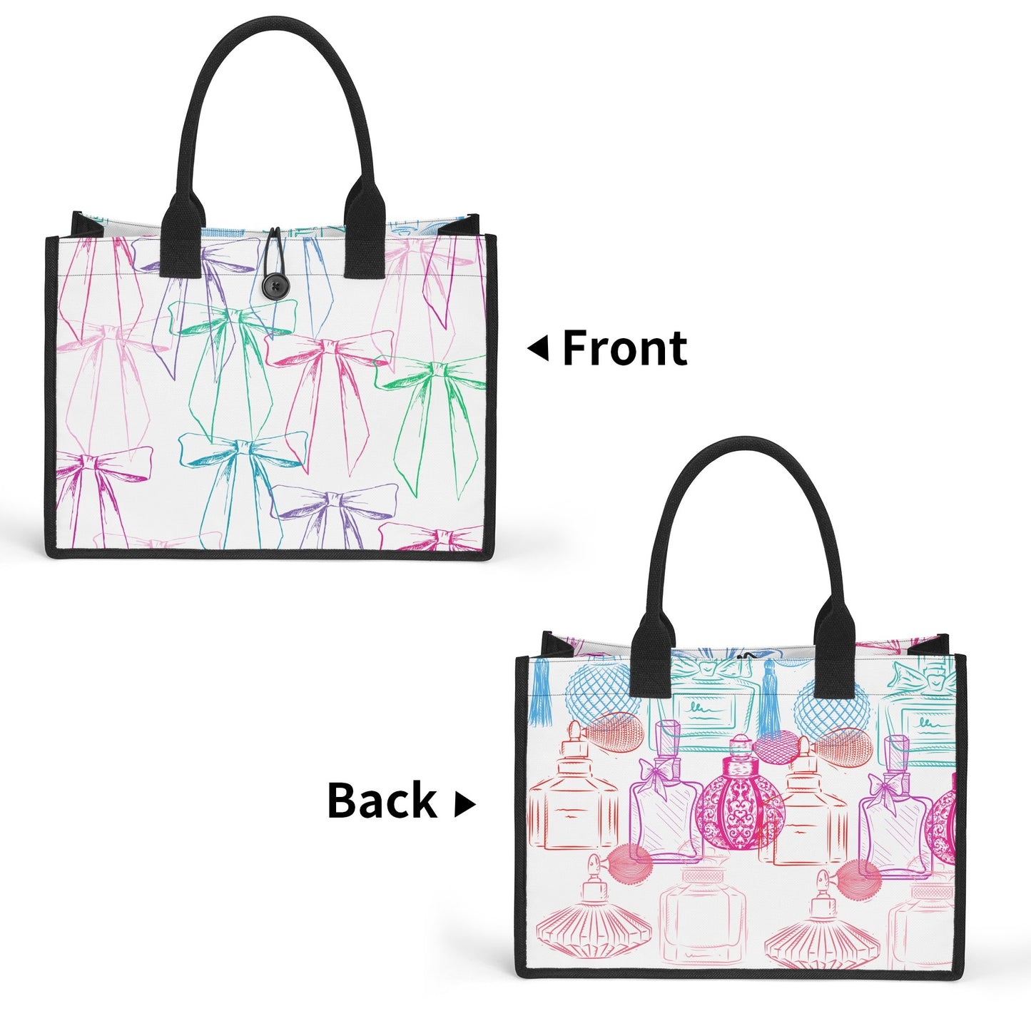 Bows/Perfume Canvas Tote Bag-Dual side design