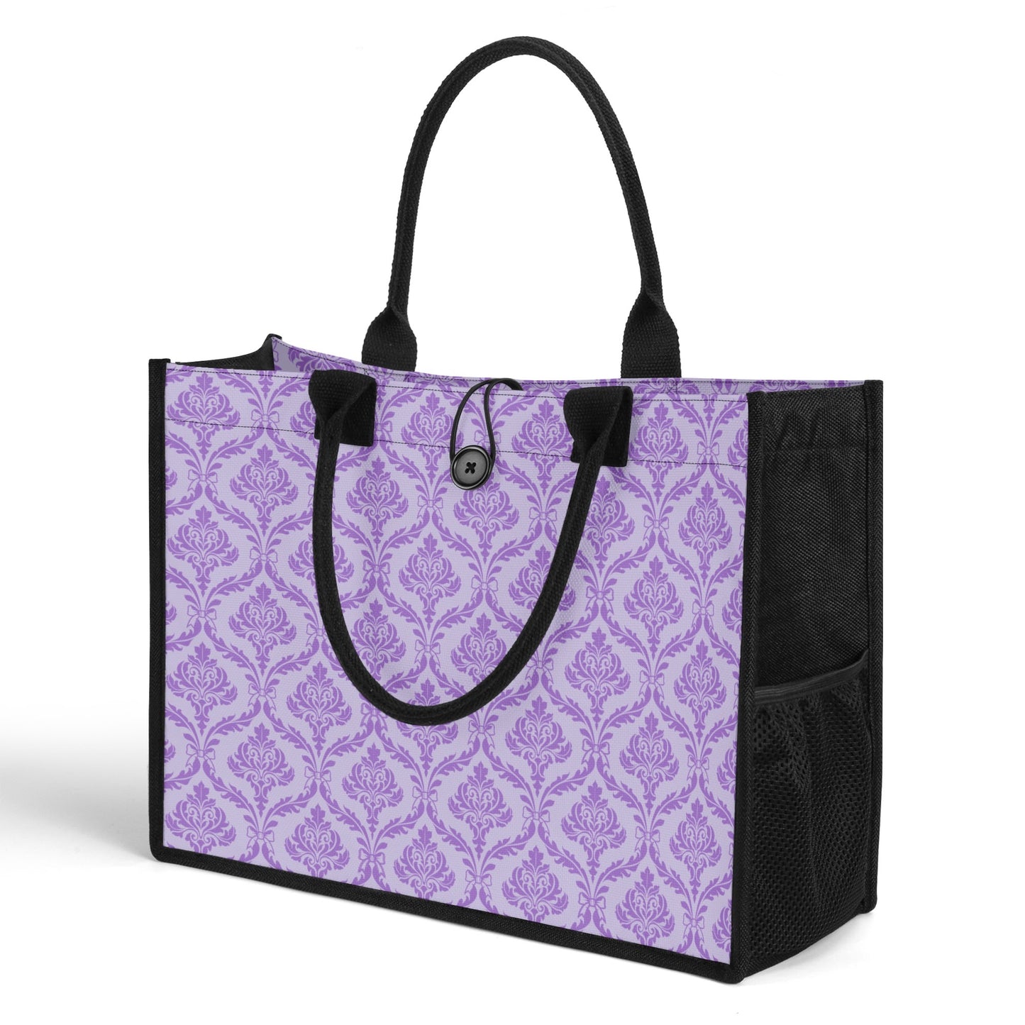 Purple Damask Canvas Tote Bag