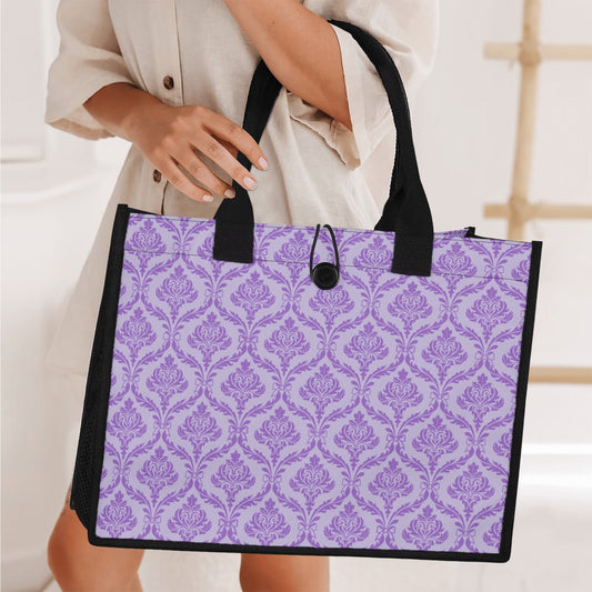 Purple Damask Canvas Tote Bag