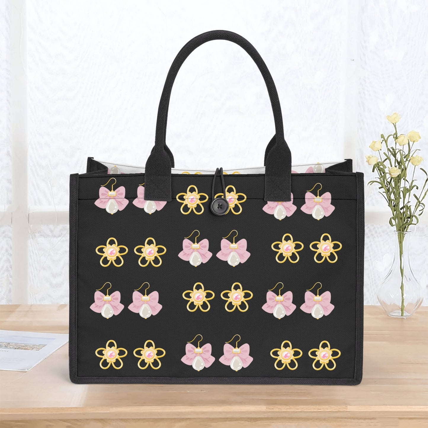 Earrings Canvas Tote Bag-Dual side design