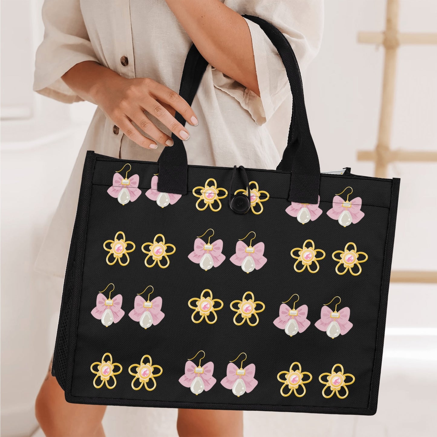 Earrings Canvas Tote Bag-Dual side design