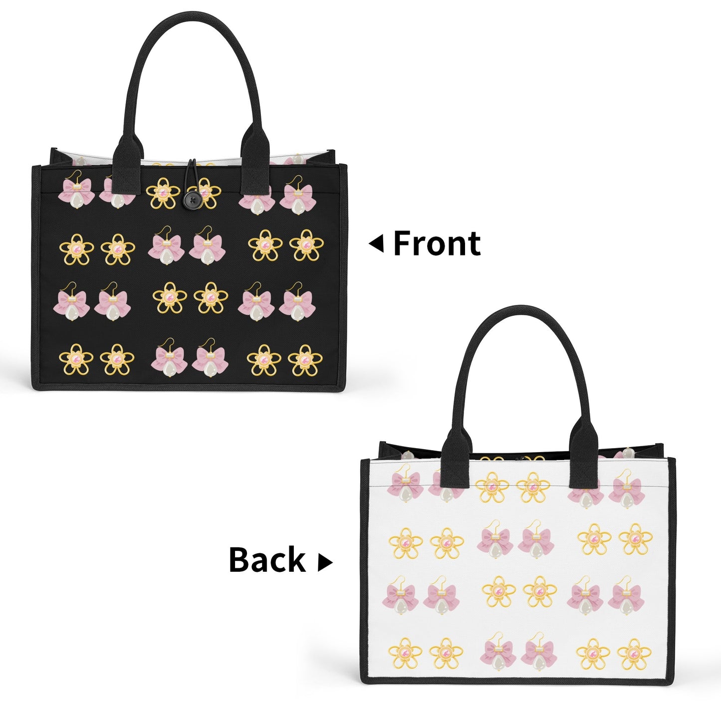 Earrings Canvas Tote Bag-Dual side design