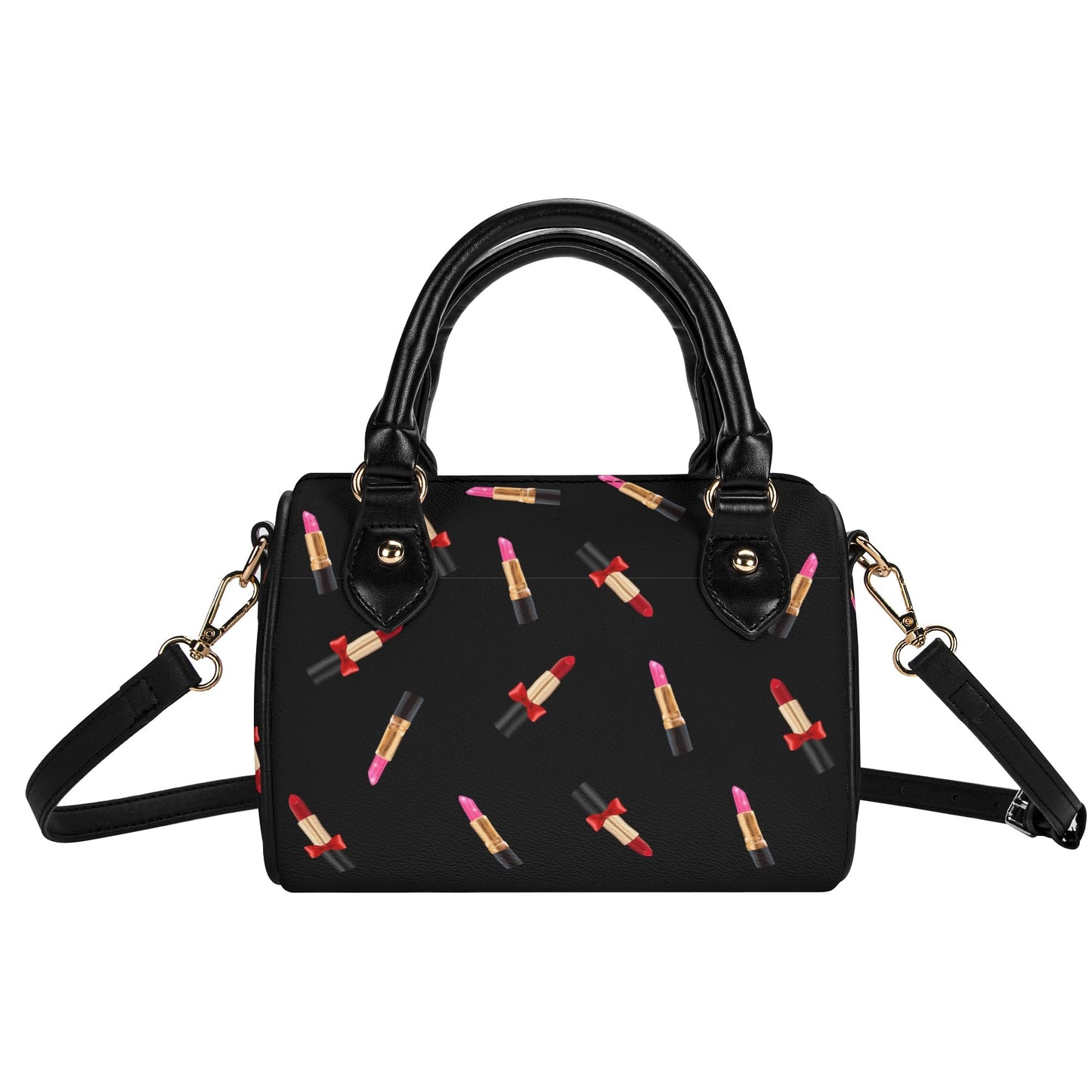 Gold Lipstick Bag-Black