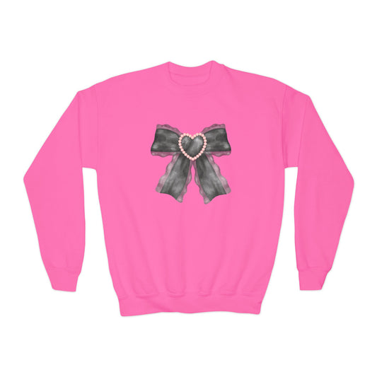 Black Bow w Pink Pearls Sweatshirt (Kids)