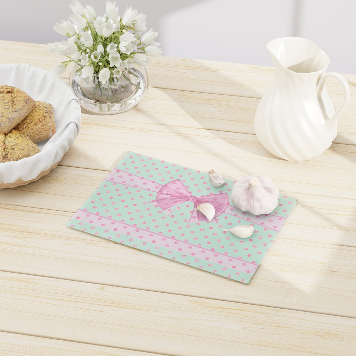 Pink Bow Cutting Board