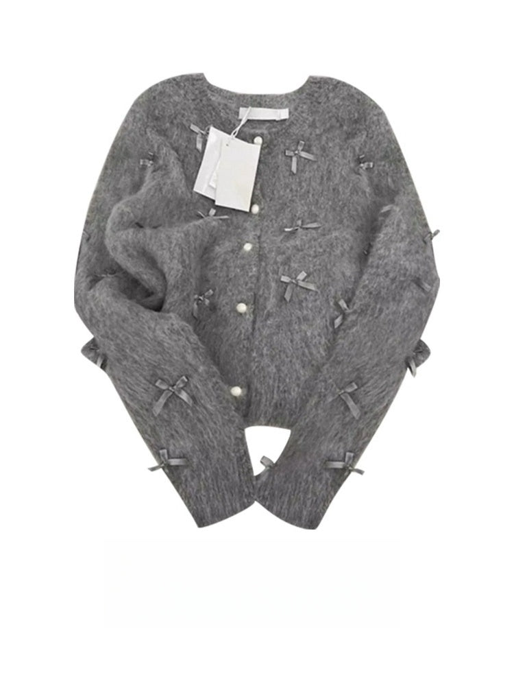 Gray Bow Cardigan